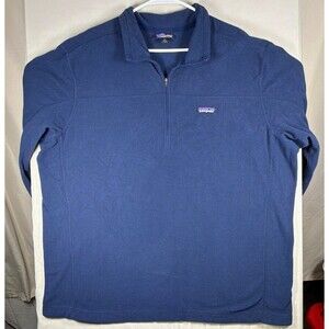 Patagonia Men's 3XL Navy Blue Fleece Quarter Zip Pullover Jacket Hiking Outdoors